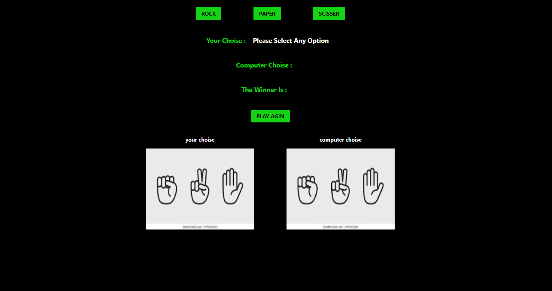 Rock Paper & Scisser Game 